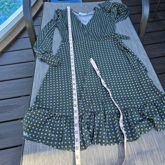 Gilli Pamela faux wrap dress, XS, New without tags, Green navy cream - Picture 7 of 8